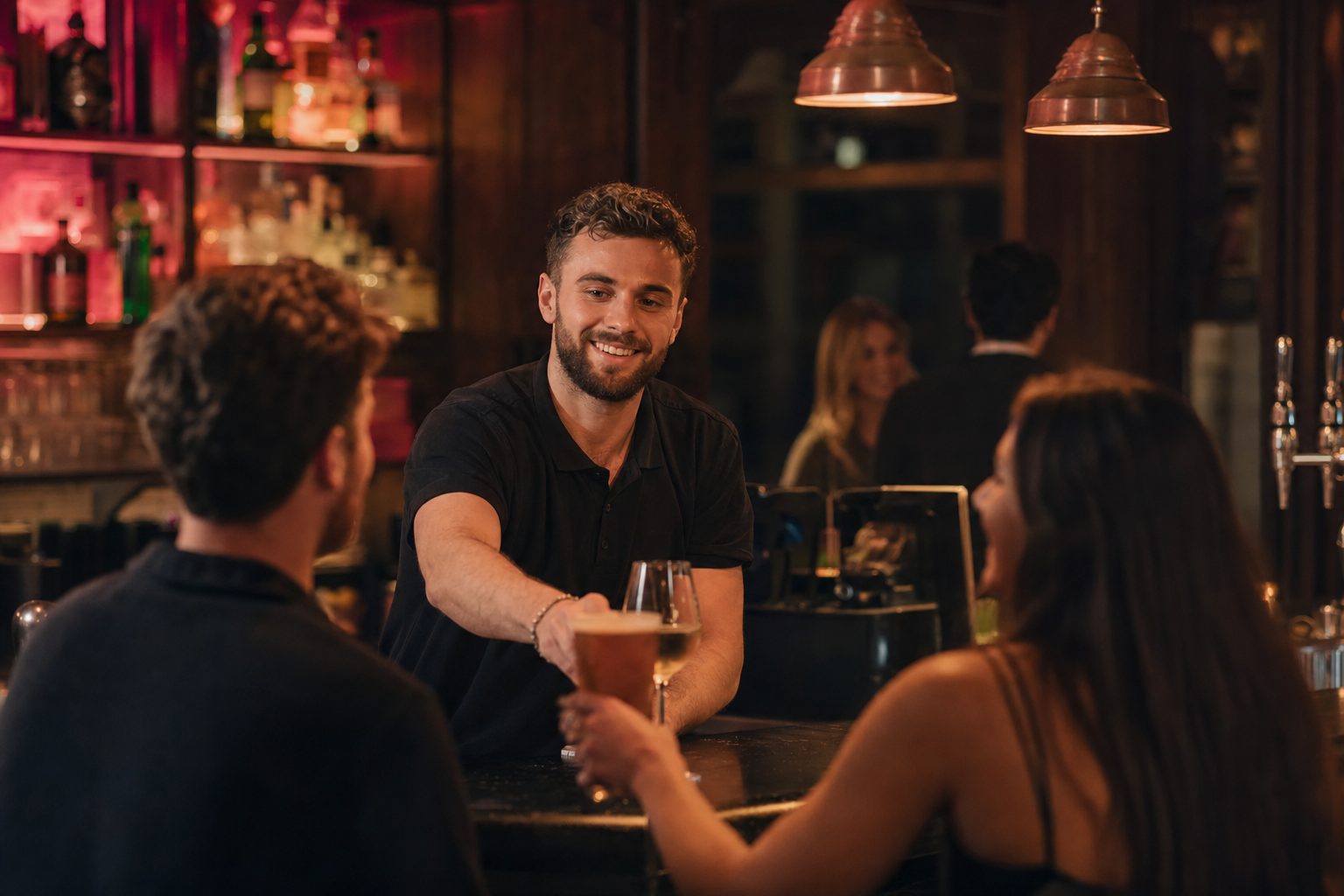 A busy bar during evening service